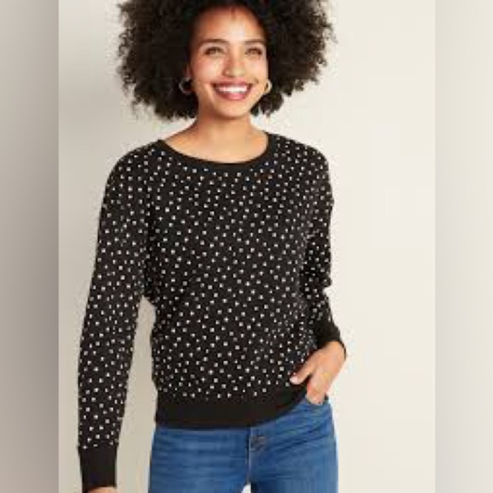 Old Navy black and white polka dot crewneck sweatshirt